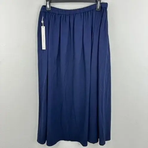 Caslon Nordstrom Linen Blend Maxi Skirt Elastic Waist Pockets Navy Blue Casual