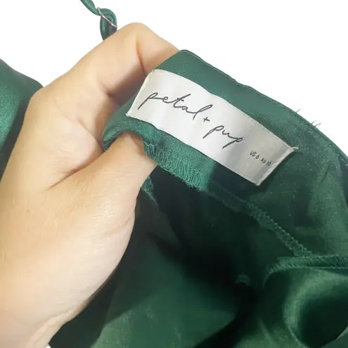 Petal and Pup Green Satin Midi Slip Dress Size US 6 Adjustable Straps