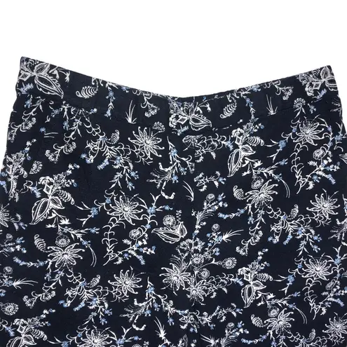 Caslon Blue Linen Blend Wide Leg Crop Pants - Size Medium