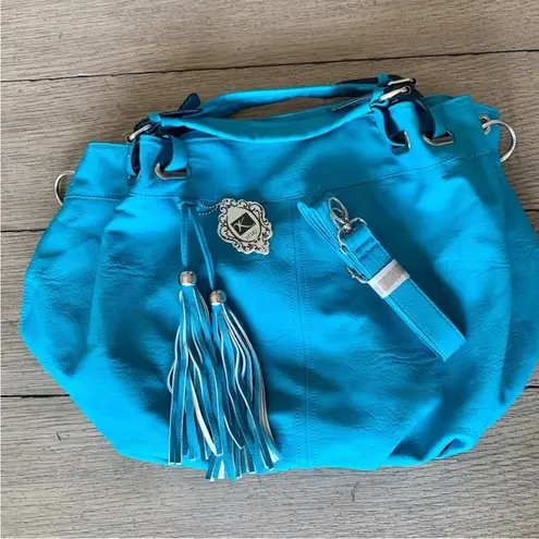 Yoki NWT  Teal Vegan Leather Tassel 2-Way Slouchy Shoulder Bag