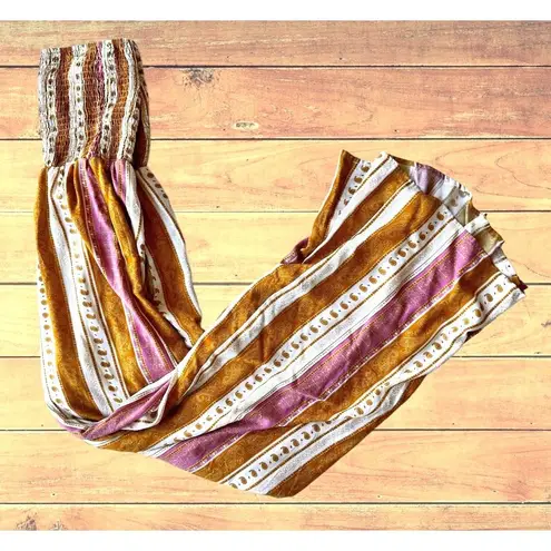 Peach Love California Jumpsuit Large Romper Strapless Smock Wide Legs H…