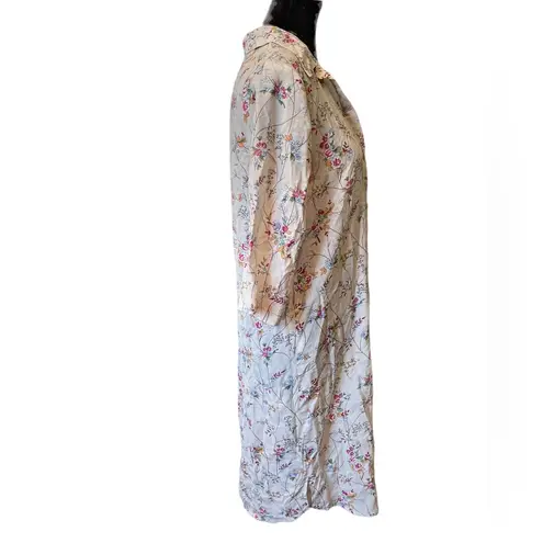 Peppermint Boho Hippie Earthy Outdoor Garden Floral Button Up Casual Midi Dress