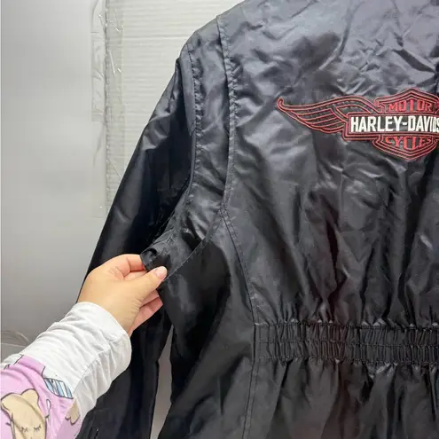 Harley Davidson Satin Quilted Windbreaker Jacket Black Size XL