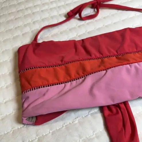 PQ Swim Pink Red Avalon Aimee Stitched Bandeau Bikini Top Swimwear D Cup NWT Size undefined