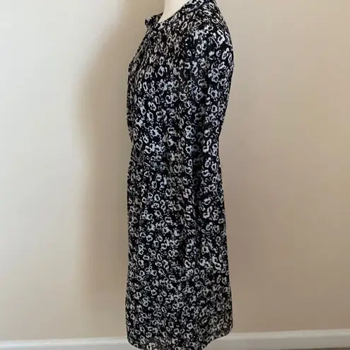 J. Crew Black Printed Flowy Shirt Dress Size Small Black