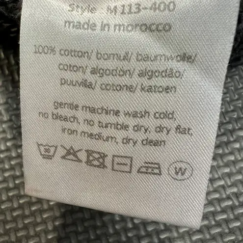 Odd Molly Black Open Knit Sweater Sz O Boho Cottagecore Crochet Hem 100% Cotton