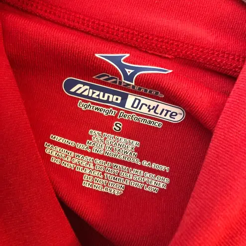 Mizuno Womens Top Mock Neck Long Sleeve Work Out Logo Red S