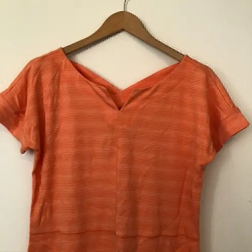 Talbots T BY  Orange Striped Textured Terry Terrycloth Short Sleeve T-Shirt Dress