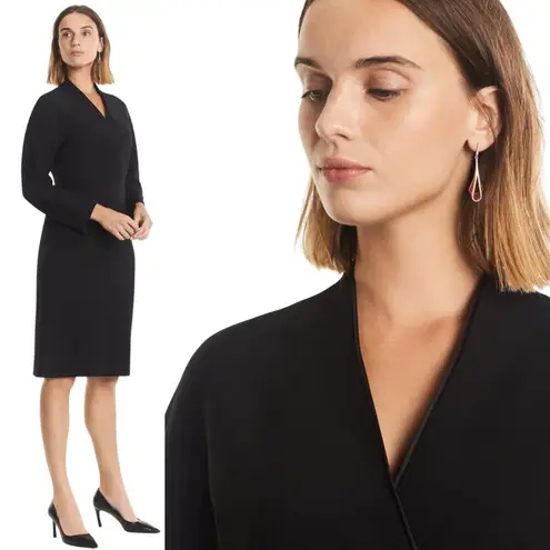 MM.LaFleur M.M. LaFleur The Pamela Dress - Tuxedo Women's 8 Black V-Neck Wool Pencil Career