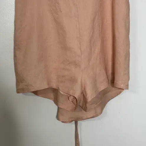 Listicle  Peach Linen Wrap Romper Shorts Jumpsuit Size Medium Lined - Image 6