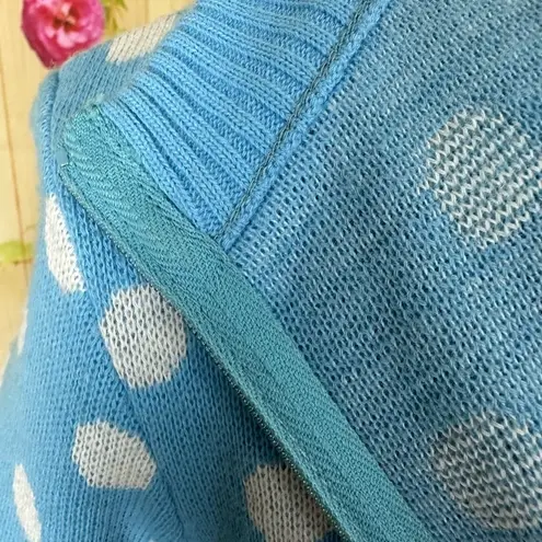 Vintage Blue FINE KNITS By ROGER  Polka Dot Sweater Dress