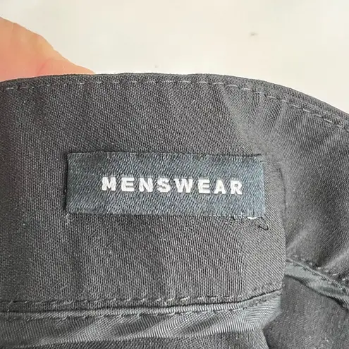 Lafayette 148 Black Virgin Wool & Stretch Wide Leg Menswear Pants Size 12 Hemmed