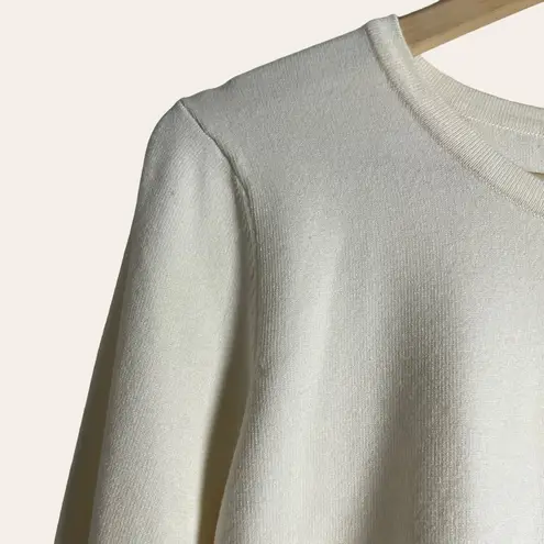 Milly White Cut-Out Flare Long Sleeve Knit Pullover Sweater Top Size M