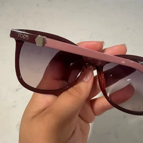 Tod's Red Wayfarer Sunglasses with Glossy Finish