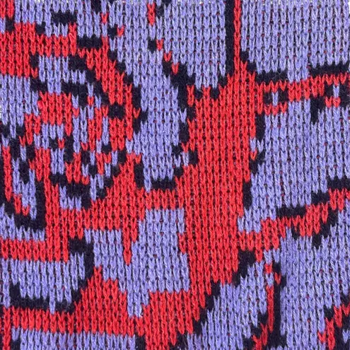 Vintage IVY Abstract Rose Pattern Knit Sweater V