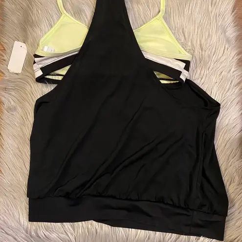 Nike 🆕  Black Athletic Shirt with Built in Striped Sports Bra