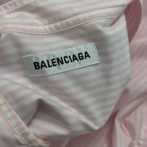 Balenciaga New Swing Logo Button Down Striped Shirt Size XS