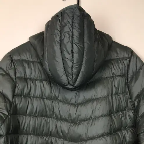 Harvey & Jones Women's Olive Green Nylon Long Line Hooded Puffer Coat Size XXL