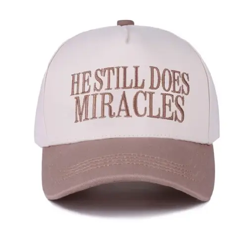 He Still Does Miracles Trucker Hat Taupe / Cream NWT Tan