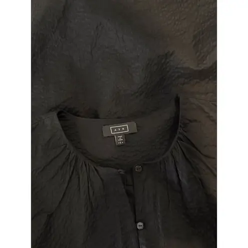 AYR Womens Dress Black Mini Textured Shift Balloon 3/4 Sleeve A Line Large