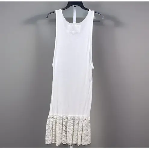 Farmhouse Frocks Tank Dress Size XL Wns White Lace Ruffle Hem Ribbed Scoop