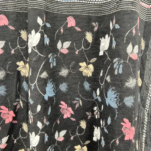 All Saints black floral boho burn out tank top pull over shirt size medium