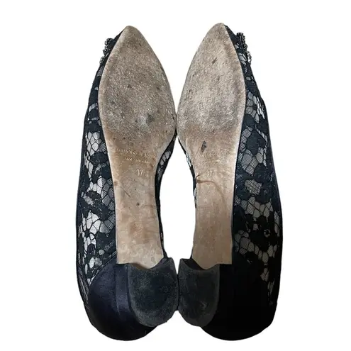 Manolo Blahnik Sheer Lace Hangisi Flats