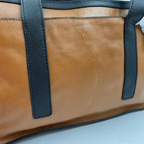 T Tahari Shopper Tote Shoulder Bag Leather Handbag Brown Purse