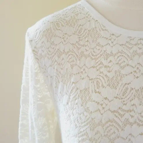 Fenn Wright Manson ivory sheer lace long sleeve blouse size medium