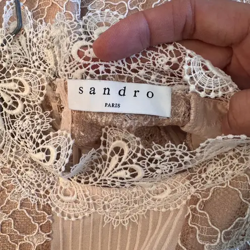 Sandro Paris "Peaches" Lace Mini Dress in Beige/Pink Size 1 (US Small)