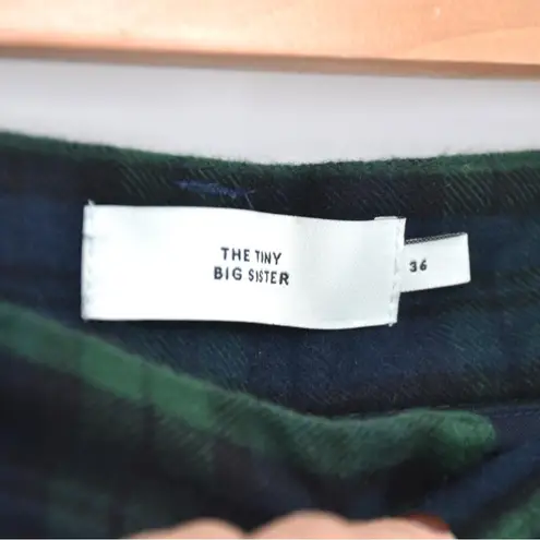 The Tiny Big Sister High Waist Blackwatch Plaid Trouser Pants Green Blue 36 US 4