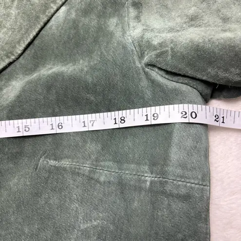 Margaret Godfrey Bloomingdale's Elegant Vintage Green Leather Suede Blazer 4