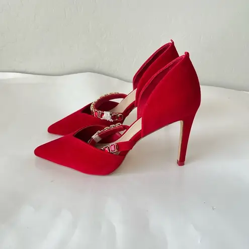 Boden Crystal Strap Courts Jewel Velvet Pump Heels Poinsettia Red EU 40 US 8.5 Size 9