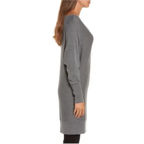 Trouve Off the Shoulder Sweater Tunic Heathered Gray Size XS Loose Fit