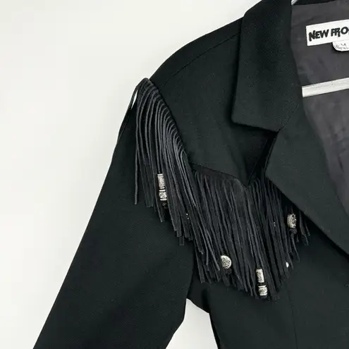 New Frontier Fringe Western Black Jacket Blazer Size Medium Wool