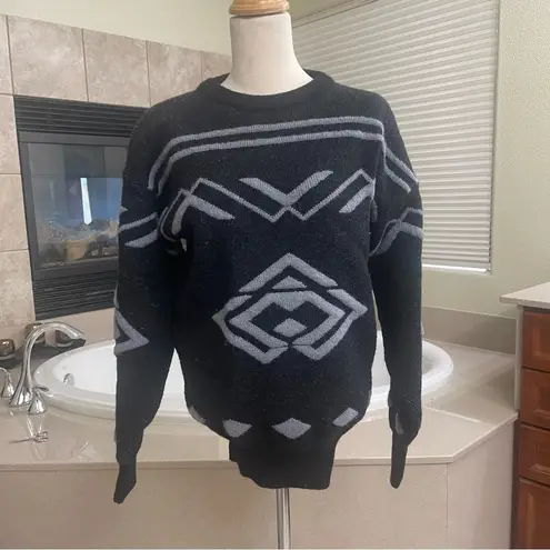 WOMENS MEISTER grey black??SKI SWEATER Large grey HONG KONG 100% new wool