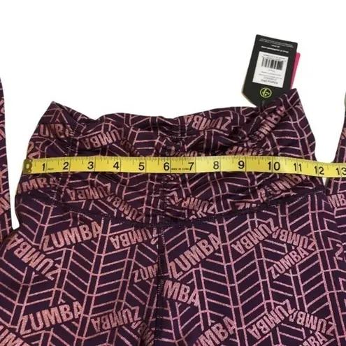Zumba NWT Plum Purple Glitter Ruched Leggings New