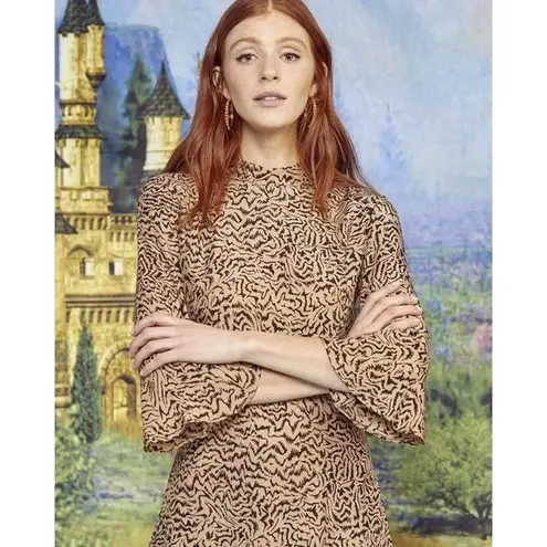 HVN Ashley Silk Tiger Print Bell Sleeve Mini Dress