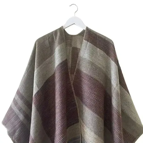 NWOT Kollie Moore Women's Color Block Shawl Long Sweater Coat Scarf One Size Brown