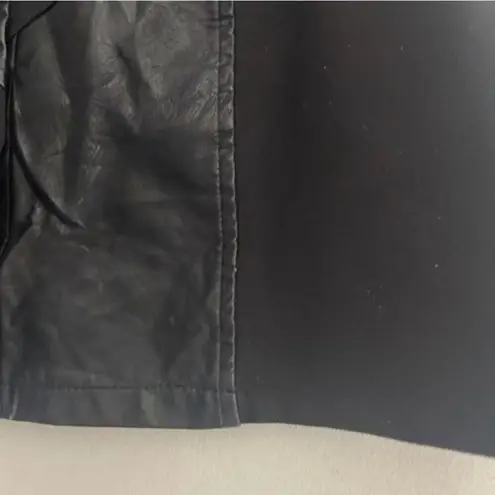 She and Sky Black Mixed Media Pleather Mini Skirt Neutral Moto Size L