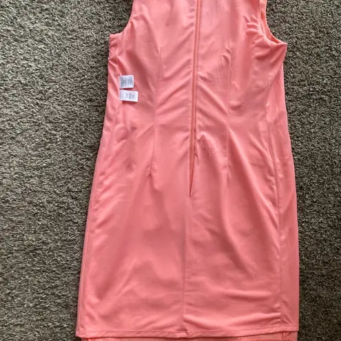 Kasper Pink Sheath Midi Dress V-Neck Sleeveless