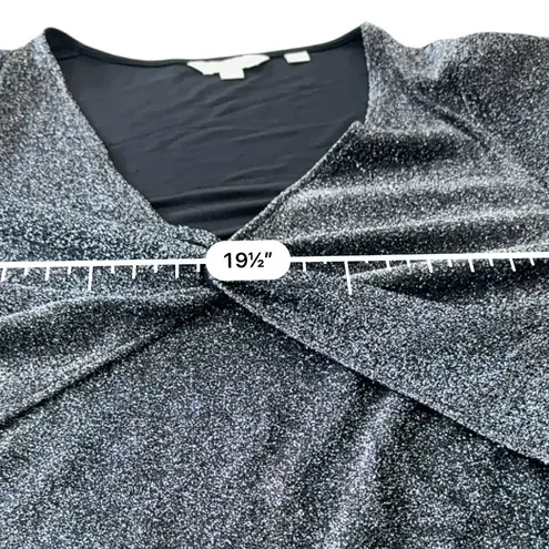 Boden Black & Silver Sparkle Twist Front Jersey Dressy Top US Size 16/18