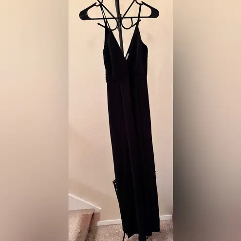 Polly Open Back Wide Leg Capri Style Jumpsuit Sz 6 Black