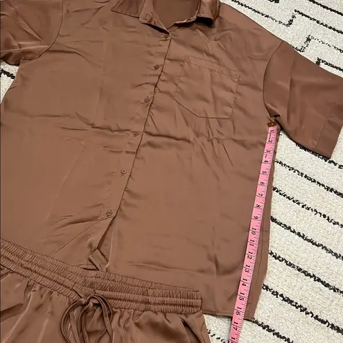 PRETTYGARDEN Silk Short Sleeve Pajama Set