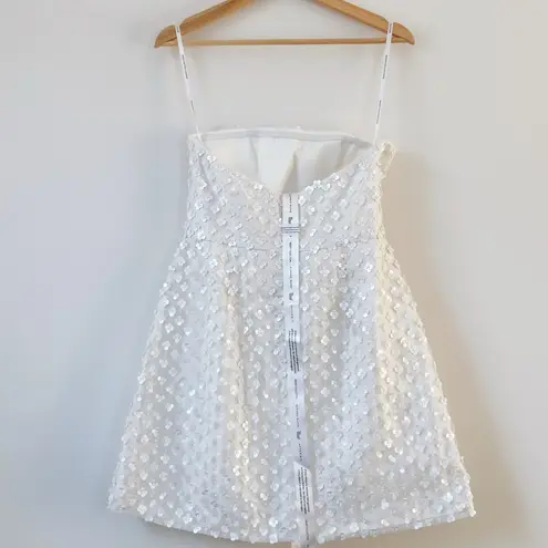 Dessy Collection Imitation Pearl Sequin Mesh Strapless Minidress White Size 4 - Image 9