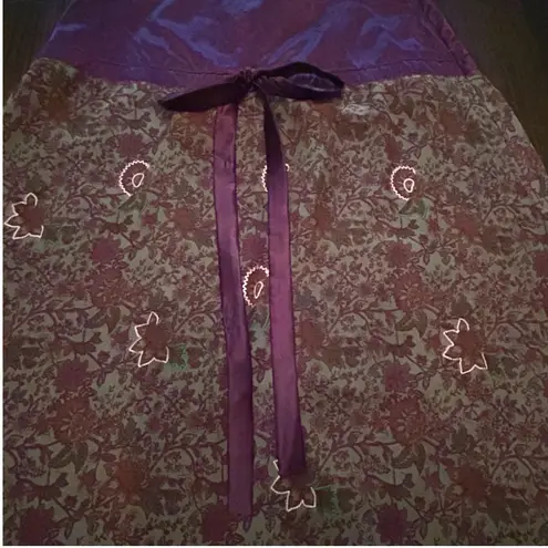 Soft Surroundings 100% Silk Maxi Boho Skirt Floral Embroidered Women's Size 10