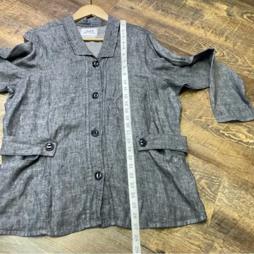 Flax  Black 100% Linen Jacket Tunic Womens Small Oversize Lagenlook Button Blazer thumbnail 8