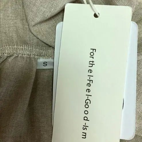 Commense Women's Beige Sleeveless V Neck Back Tie Camisole Tank Mini Dress Sz S Tan