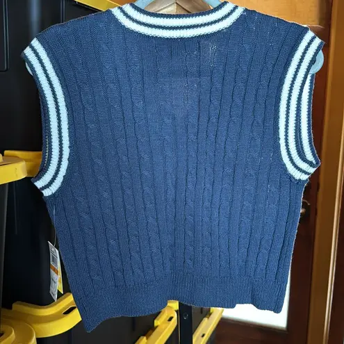 NWT Sugar Moon Women Junior's Blue Cable Knit Sleeveless Sweater Size Small