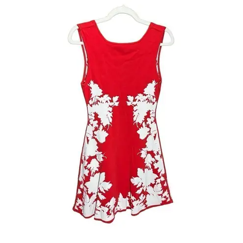 Yoana Baraschi Petaluma Fit & Flare Floral Sweater Knit Dress S Petite Red Ivory